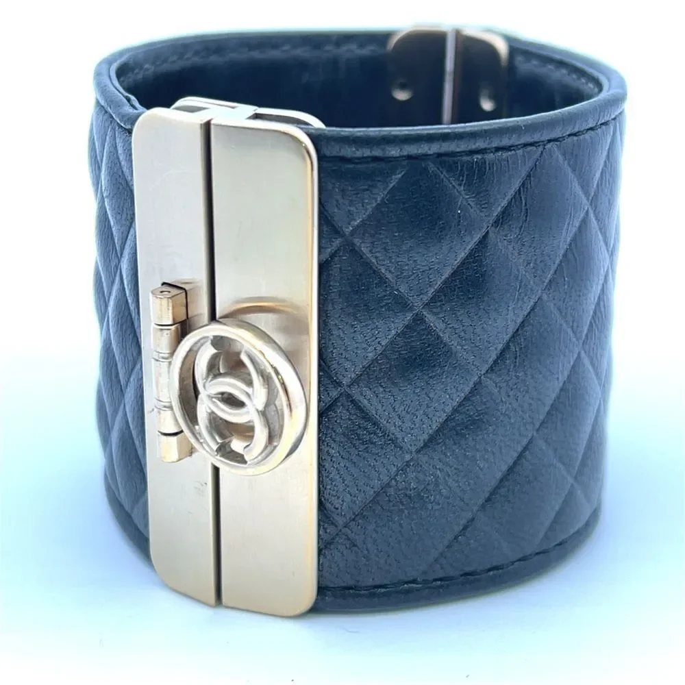 Chanel Matelasse Leather Cuff Bracelet